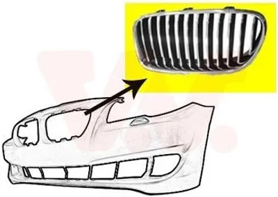 Immagine prodotto di VAN WEZEL 0617513 Griglia radiatore Griglia anteriore per BMW 5 Touring (F11) Sinistra Cromo