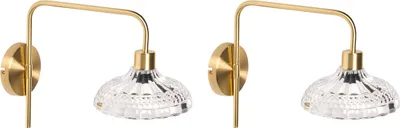 Zdjęcie produktu dla BELIANI Zestaw 2 lamp ściennych złote metalowe szklany klosz walec salon sypialnia oświetlenie styl nowoczesny industrialny