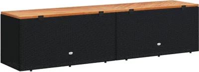Produktbild von vidaXL Gartentruhe Schwarz 220x50x54 cm Poly Rattan Akazienholz