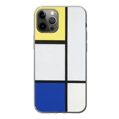 Produktbild von MuchoWow® Handyhülle Schutzhülle Hülle für iPhone 12 Pro Komposition mit Gelb, Blau und Schwarz - Piet Mondrian Silikon Softcase Handy Hülle - Abdeckung
