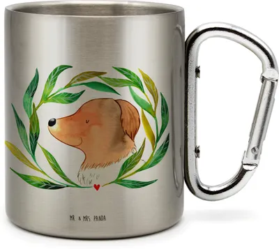 Produktbild von Mr. & Mrs. Panda Thermobecher Hund Blumen - Transparent - Geschenk, Isolierbecher Edelstahl, Sprüche, Niedlich, Hunde, thermotasse, Hundeliebe, Ranke, Edelstahlbecher