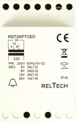 Produktbild von Reltech Klingel-Transformator, 230V, 4, 8, 12, 24V, 2, 2, 2, 1A, 1 Stk.