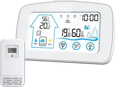 Obrázek produktu pro Digitální nástěnné hodiny s budíkem, ukazatelem teploty a vlhkosti, podsvícenými tlačítky, do obývacího pokoje (bílé).