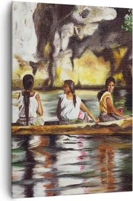 Produktbild von Bild auf Leinwand - Leinwandbild - Einteilig - Frau Wasser Boot - 70x100cm - Wand Bild - Wanddeko - Wandbilder - Leinwanddruck - Wanddekoration - Leinwand bilder - Wandbild - PA70x100-3732