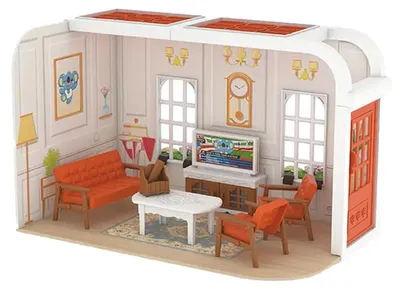 Image de Kit pièce maison de poupée Salon - Maison miniature en bois DIY avec meubles
