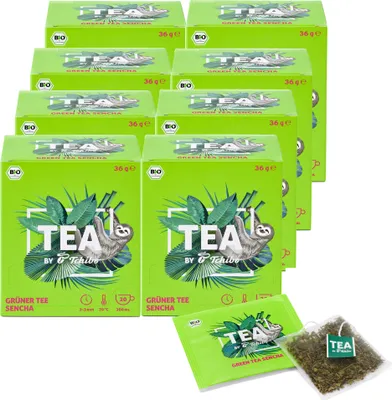Produktbild von Tchibo Tee „TEA by Tchibo“Grüner Tee Sencha, Intensiv-frischer Sencha, Vorratspack, Maxipack, Teebox, 160 Stück - 8x 20 Teebeutel,Siegel, Natürliche Zutaten, Nachhaltiger Anbau