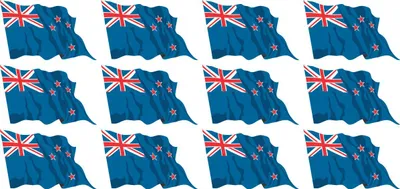 Produktbild von Mini Aufkleber Set - Pack wehend - 50x31mm - selbstklebender Sticker - Neuseeland - Flagge / Banner / Standarte fürs Auto, Büro, zu Hause und die Schule - 12 Stück