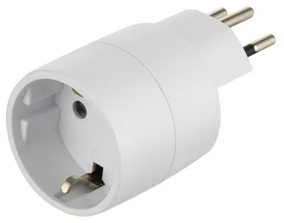 Zdjęcie produktu dla Adapter podróżny - Schuko na Szwajcarię - 2 gniazda - Biały - Zabezpieczenie dla dzieci