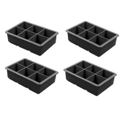 Produktbild von 4x Moritz & Moritz XL Silikon Eiswürfelform für je 6 Eiswürfel 4,6 x 4,6 cm Eiswürfelbereiter Jumbowürfel Form