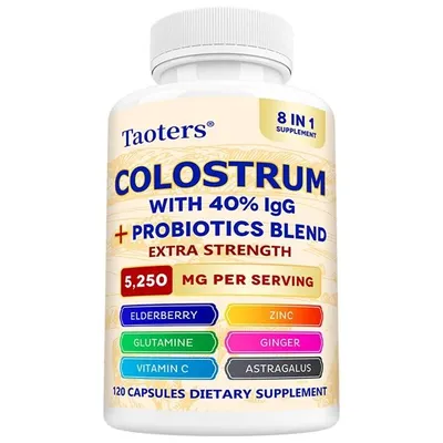 Produktbild von Colostrum + Probiotics Blend 5250mg (120 Kapseln) Nahrungsergänzungsmittel, Magen, Darm, Verdauung, Darmgesundheit, Immunsystem