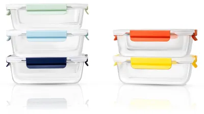 Image de Contenants de conservation des aliments en verre - Lot de 5 avec couvercles