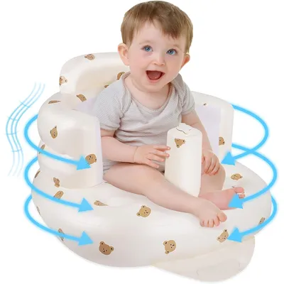 Produktbild von Aufblasbarer Baby-Lernstuhl aus PVC, tragbarer Sitz mit Rückenstütze, schützt die Wirbelsäule, ideal für Sitztraining – 57×48×35 cm