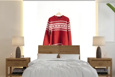 Produktbild von MuchoWow® Fototapete für Wohnzimmer oder Schlafzimmer Wandtapete Vinyl Motivtapete Weihnachten - Pullover - Winter - 220x220 cm - Tapeten