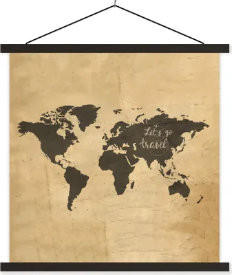 Produktbild von MuchoWow® Textilposter Weltkarte - Vintage - Braun 40x40 cm mit schwarzem Rahmen - Fotos