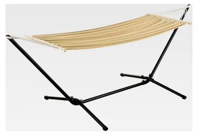 Produktbild von Hängematte Surte Hängeliege mit Gestell, Liegefläche 200 x 100 cm, Indoor Outdoor, Belastbarkeit 120 kg, Beige