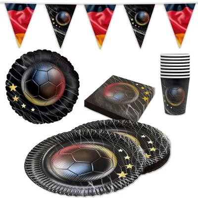 Produktbild von Fußball WM Partyset-1 Deutschland 47-tlg. Geschirr Serviette Wimpelkette Ballons