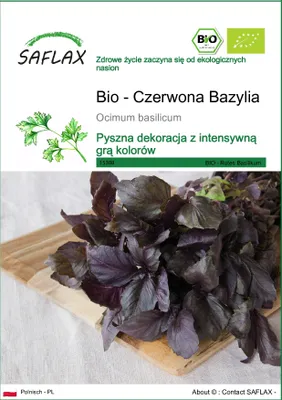 Zdjęcie produktu dla SAFLAX - Bio - Czerwona Bazylia - 400 Nasiona - Ocimum basilicum