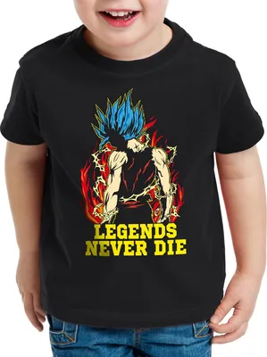 Produktbild von Legends Never Die - Goku Blue God Modus Kinder T-Shirt Anime Sayajin Son Krieger Schwarz