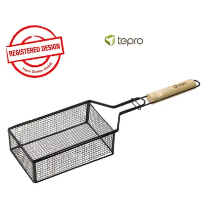 Produktbild von Tepro Grillkorb 53x14x8 cm für Chips & Popcorn, feinmaschig, Holzgriff