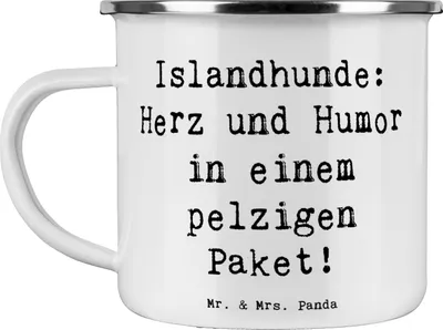 Produktbild von Mr. & Mrs. Panda Teetasse Spruch Islandhund Freude - Weiß - Geschenk, Teebecher, Pott, positive Energie, Hunderasse, Islandhunde, Hunderassen, liebevolle Hunde, Abenteuer