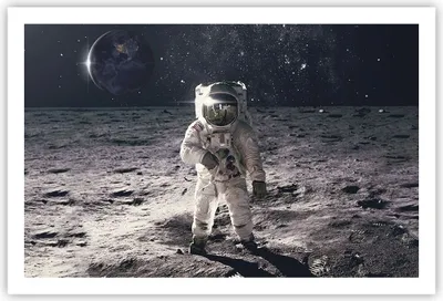 Produktbild von Poster - Poster ohne Rahmen - Mond Erde Astronaut - 91,5x61 cm - Wand Bild - Wanddeko - Wandbilder - Kunstposter - Wandposter - Bilder - Kunstdruck - Wanddekoration - Wandbild - P2XAA91x61-4882