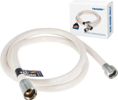 Produktbild von tecuro 125 cm Brauseschlauch EASY 1/2 Zoll Drehkonusmutter x 1/2 Zoll Rändelmutter, weiß/chrom, Trinkwasser-Konform, KTW BWGL, DIN EN 1113