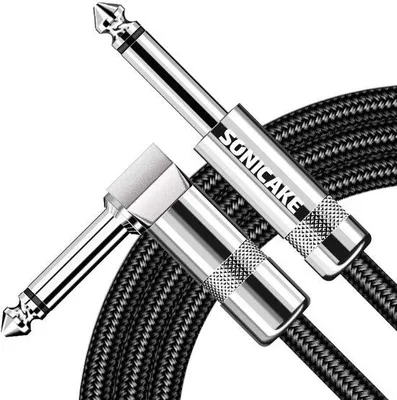 Productafbeelding van Gitaarkabel - Instrumentenkabel - Muziek Maken - Gevlochten Nylon - 3 Meter - Zwart