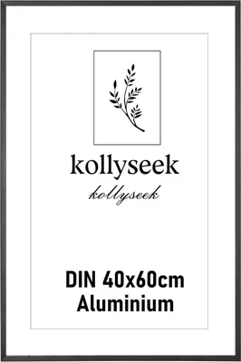 Produktbild von Kollyseek Bilderrahmen Aluminium 40x60cm Schwarz Acrylglas Passepartout
