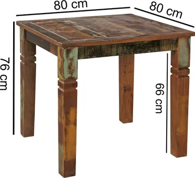 Produktbild von FineBuy Esstisch 80 x 80cm Esszimmertisch Shabby Tisch Bootsholz Küchentisch