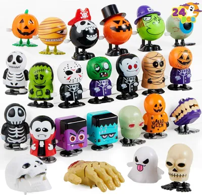 Productafbeelding van Halloween opwindspeelgoed assortiment voor Halloween uitdeelcadeautjes goedie-tasvuller - 24-delige verpakking