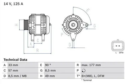 Obrázek produktu pro Alternátor Bosch 125A