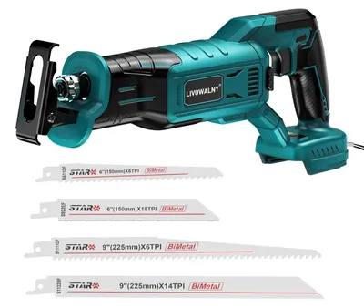 Akku-Säbelsäge 3200 SPM, bürstenlos, 4 Sägeblätter, für Makita 18 V