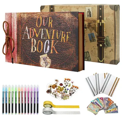 Fotoalbum zum Selbstgestalten, 29,5x19 cm, 40 Seiten, Scrapbook-Kit