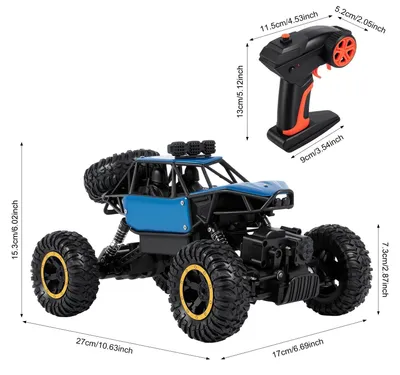Zdjęcie produktu dla Samochód RC dla dzieci – terenowa ciężarówka – napęd na wszystkie koła 4x4 – zdalne sterowanie 2,4 GHz – prędkość 8 km/h – zasięg 50 m – oświetlenie LED – czas jazdy 40 min – kolor czarny