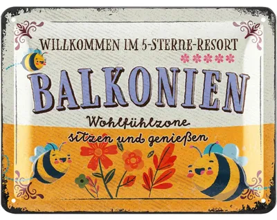 Produktbild von LANOLU Retro Blechschild BALKONIEN Schild, Blechschilder Garten mit Sprüchen, Dekoration Gärtner Geschenke, vintage Metallschild 15x20cm
