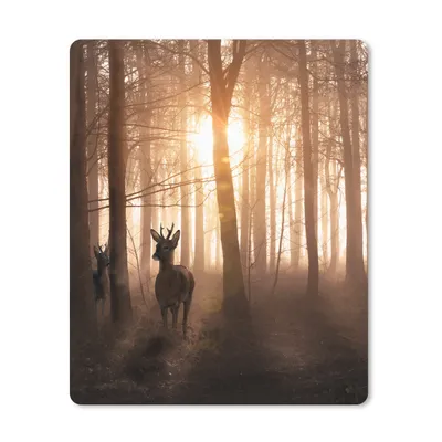Produktbild von MuchoWow® Mauspad Mousepad Wald - Hirsche - Sonne - Bäume - Winter - Natur - Tiere 30x40 cm - Mousepads - Maus Mat - Pad - Mausunterlage - Mausmatten