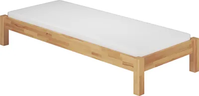 Produktbild von Einzelbett in Überlänge 120x220 Buche-Bettgestell Zubehör wählbar V-60.84-12-220Rollrost und Matratze inkl.