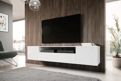 Obrázok produktu pre BIELA ​​TV STOLÍK, TV stolík, TV stolík, NÁSTENNÁ TV POLICA 200 cm