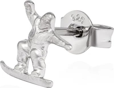 Produktbild von NKlaus Einzel Ohrstecker Snowboardfahrer 925 Silber anlaufgeschützt 9x8mm Snowboarder 13782