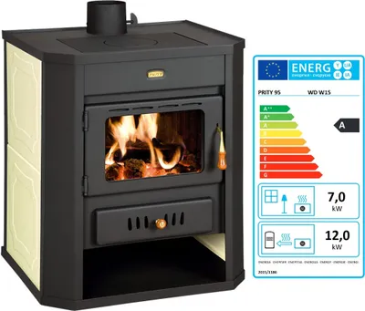 Image de Poêle à bois PRITY WD W15 avec échangeur thermique à eau Chauffage central Poêle - 19 Kw