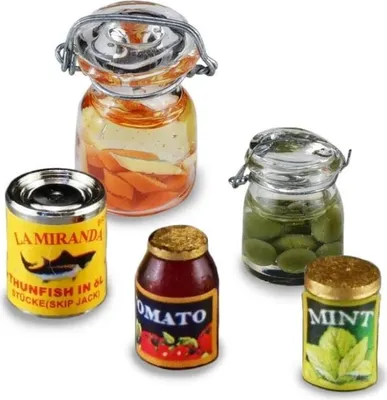Immagine prodotto di Vasetti da conserva in miniatura con frutta e verdura per collezionisti