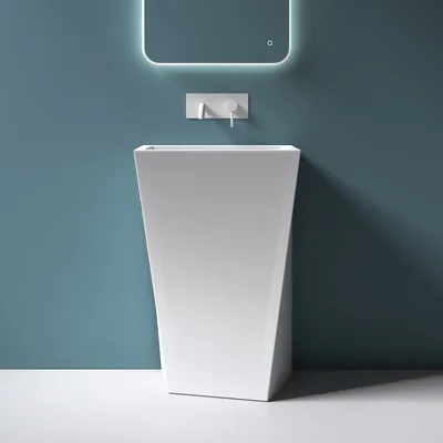 Produktbild von Mai & Mai Design Standwaschbecken freistehend weiß, aus Mineralguss, Waschtisch BTH: 55x38x85cm Col38