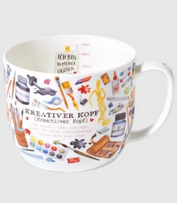Produktbild von Kaffeebecher Kreativer Kopf, 700 ml, Kaffeetasse Tassen Teetassen Kaffeepott Henkelbecher, malen, zeichnen