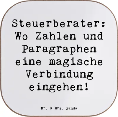 Produktbild von Mr. & Mrs. Panda Untersetzer Tasse Spruch Magische Steuerberater - Weiß - Geschenk, Steuerplanung, kreative Geschenke, gläseruntersetzer, Steuerberatung, Berufspassion