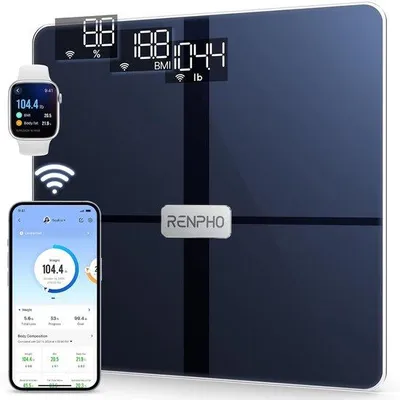 Immagine prodotto di Bilancia intelligente Bluetooth per il grasso corporeo - Monitora il grasso corporeo e la massa muscolare - 13 parametri corporei per la tua salute