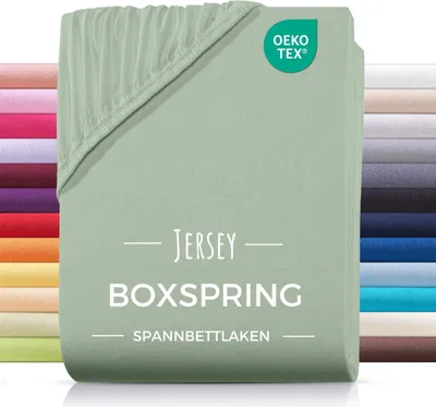 Produktbild von Jersey Boxspringbett Spannbettlaken 180x200 180x220 200x200 200x200 aus 100% Baumwolle