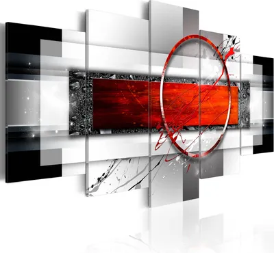 Image de Toiles 200 x 100 cm a-A-0052-b-n Toile intissé Toile 5 pièces Impression artistique moderne Tableaux muraux XXL Décoration murale Design Tableau mural ABSTRAIT rouge