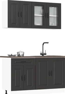Produktbild von Hochwertig 4-tlg. Küchenschrank-Set Kalmar Schwarz Holzwerkstoff 3314852