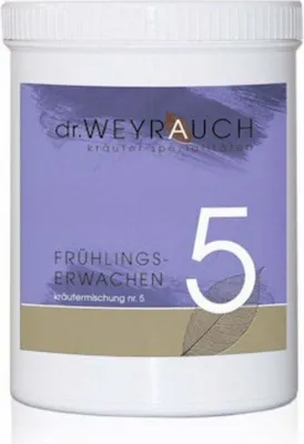 A white cylindrical container with a purple label featuring product information and branding.