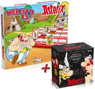 A bundle of two board games, Asterix: Wer ist es? and Asterix: Trivial Pursuit, is displayed against a white background.